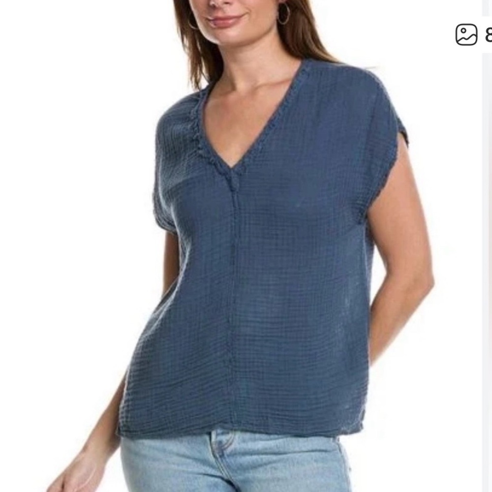Michael Stars Draya Gauzy Cotton V Neck Top, size S